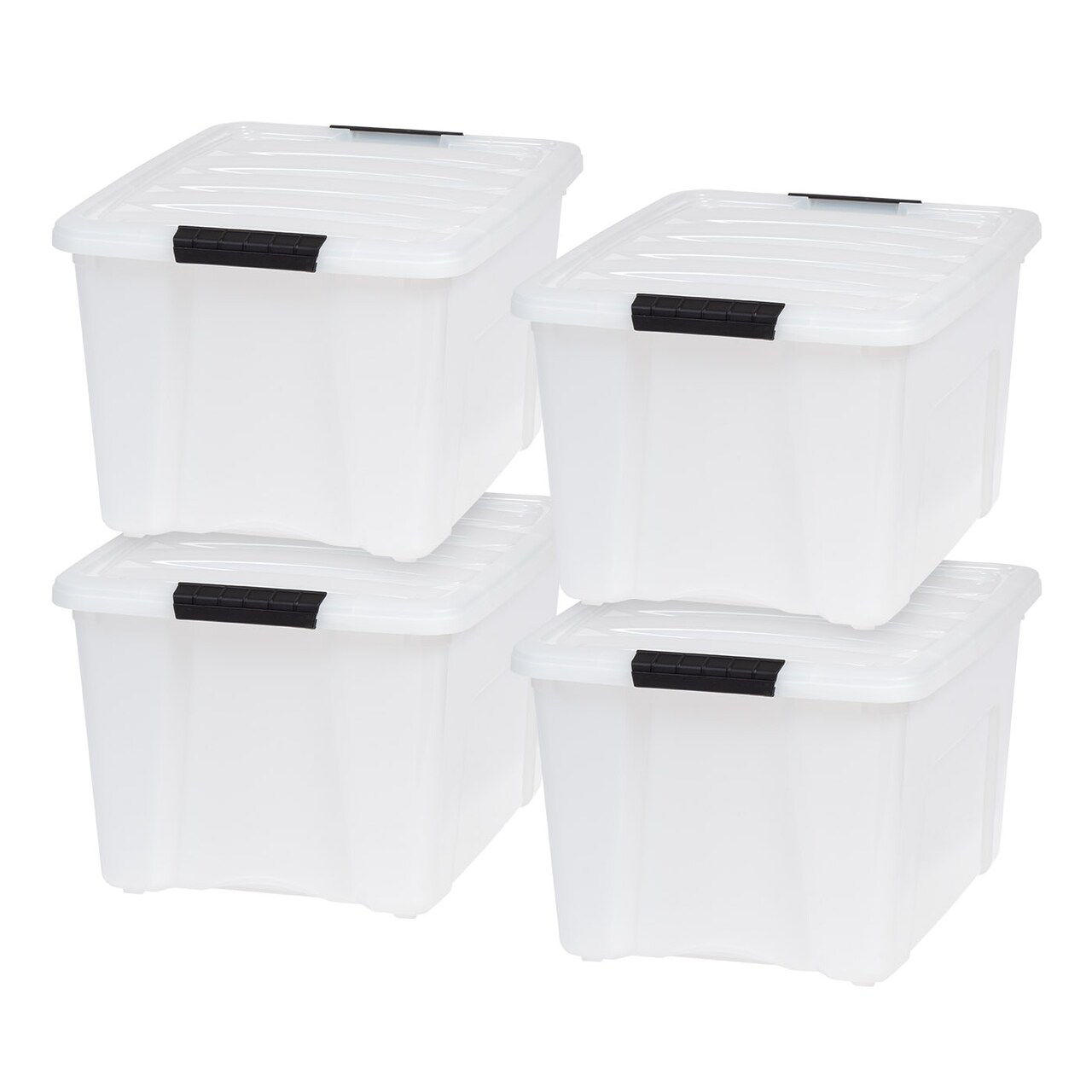 IRIS USA Plastic Storage Bins with Lids and Secure Latching Buckles